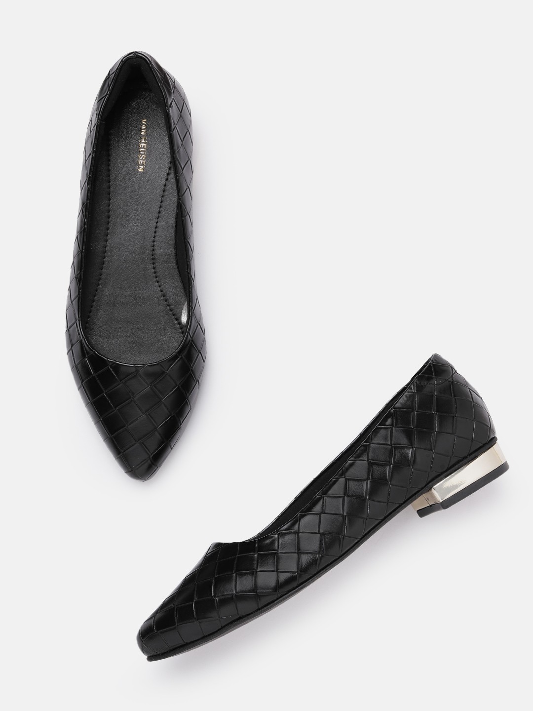 

Van Heusen Woman Textured Pointed-Toe Ballerinas, Black
