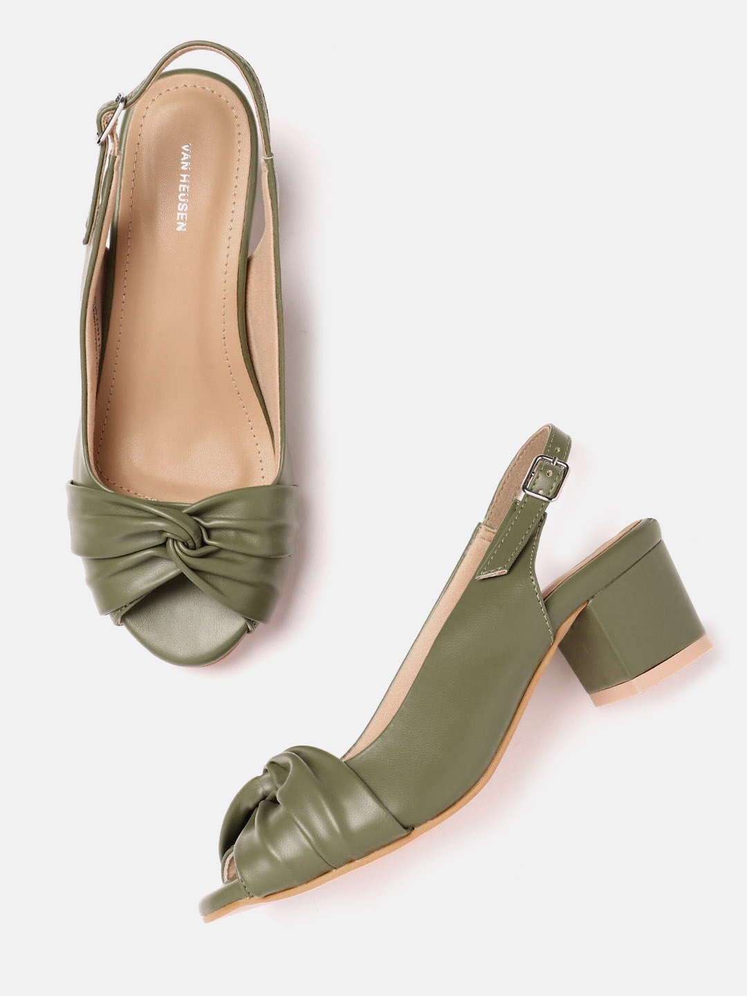 

Van Heusen Woman Block Heels With Knot Detail, Olive