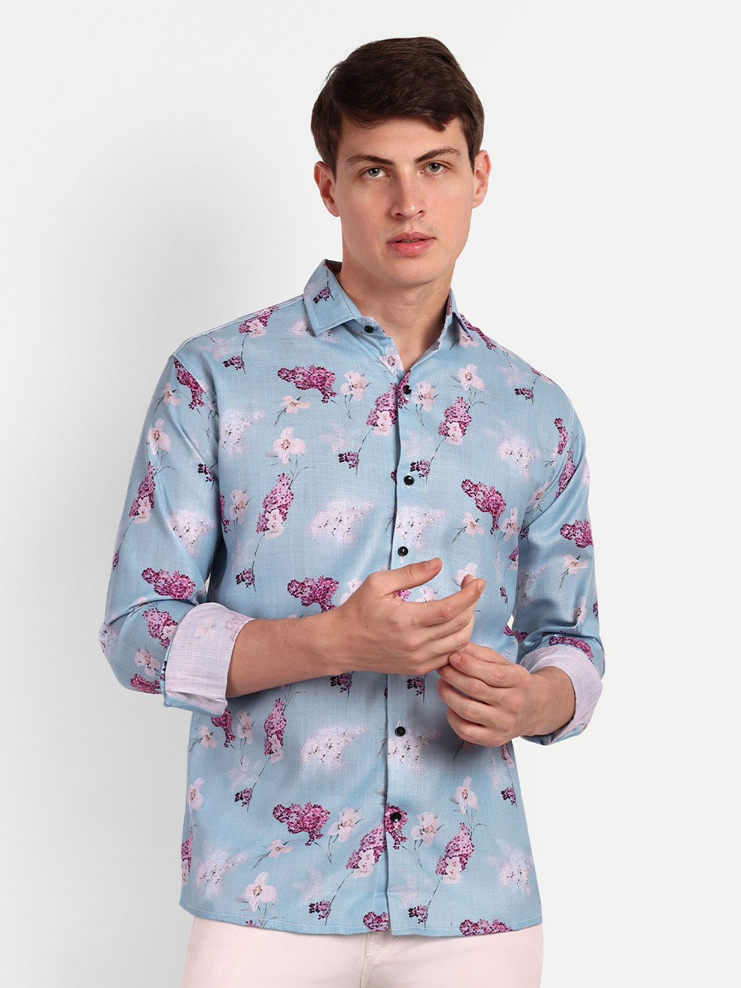 

COLORWINGS Slim Fit Floral Printed Casual Shirt, Blue