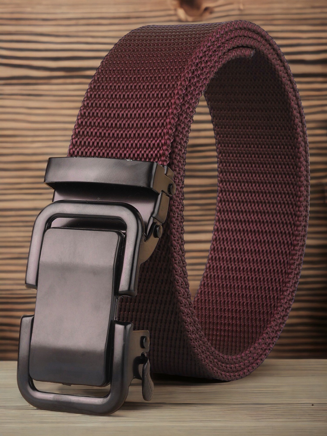 

The Roaster Lifestyle Co. Men Maroon Textured Wide Belt