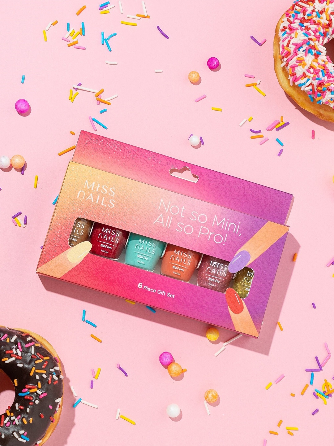 

MISS NAILS Some Sugar Please Set Of 6 Mini Pro Collection Nail Polish Gift Set - 6ml Each, Multi