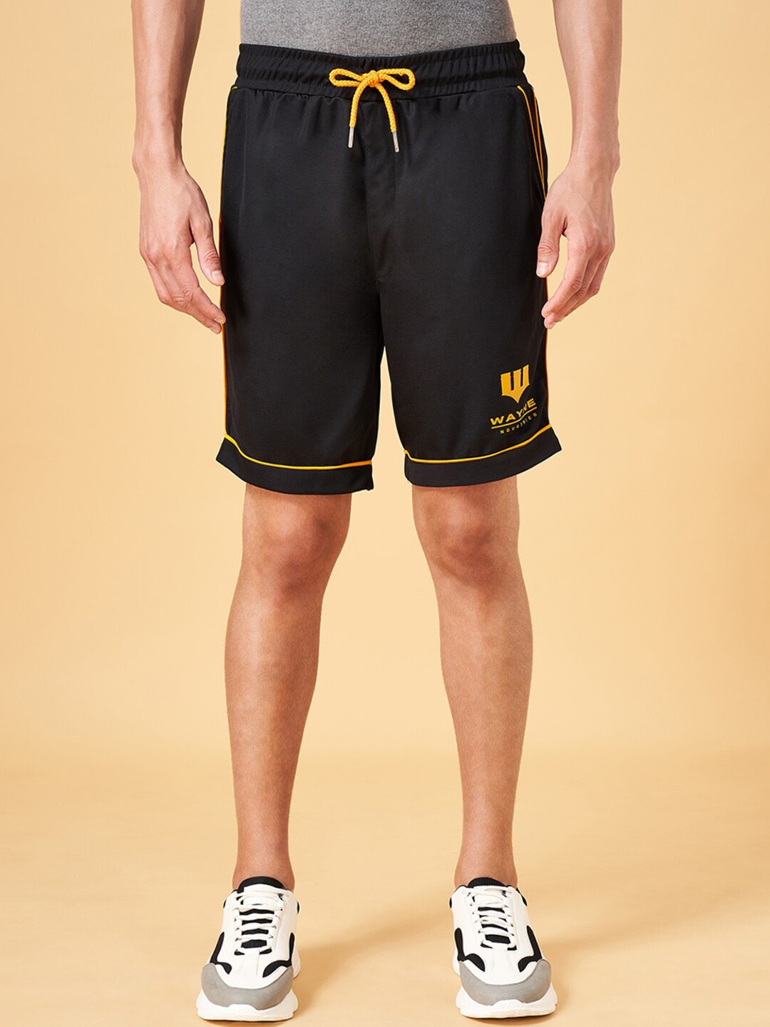 

SF JEANS by Pantaloons Men Printed Slim Fit Cotton Sports Shorts, Black