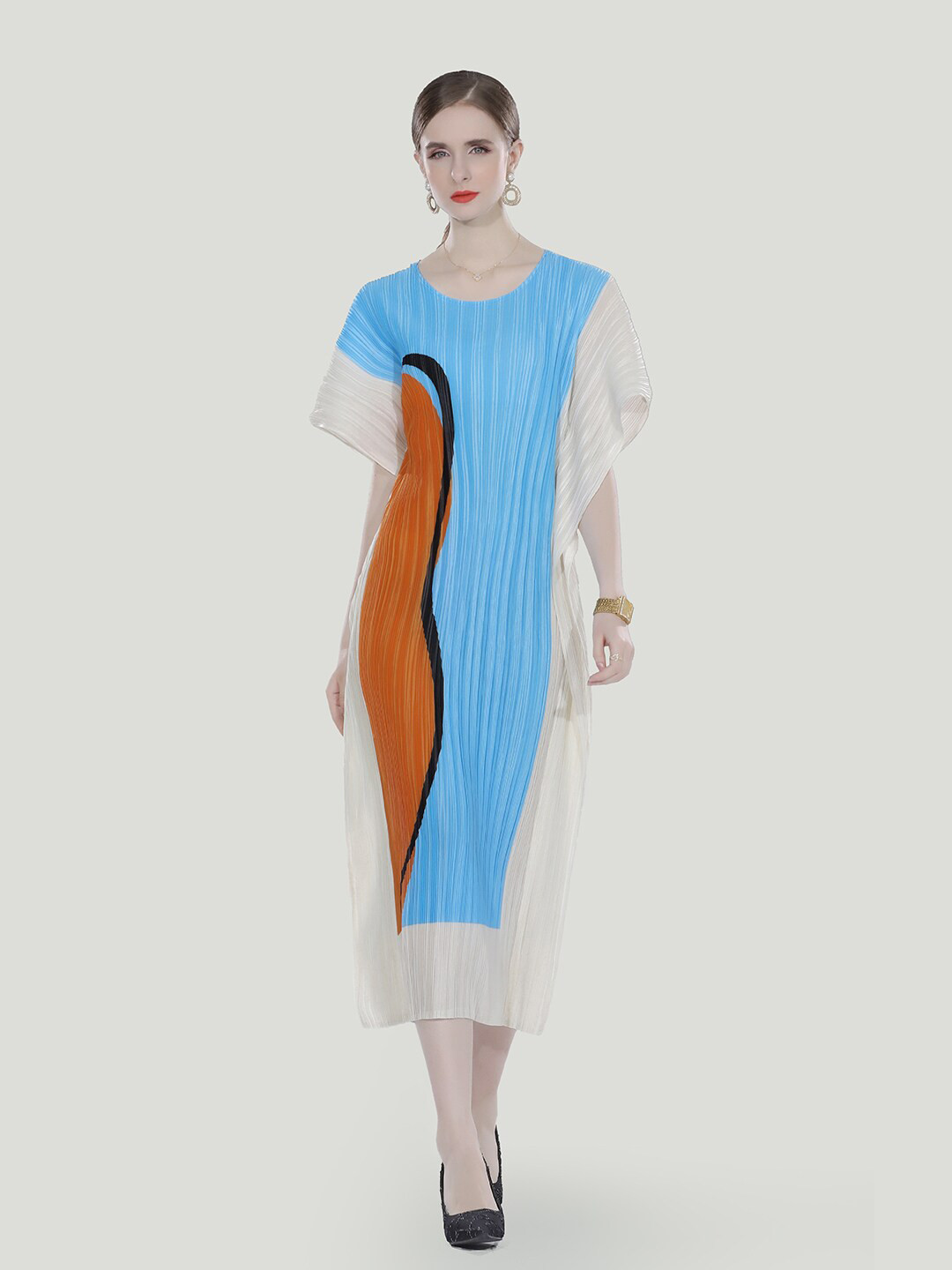 

JC Collection Striped Kaftan Midi Dress, Blue