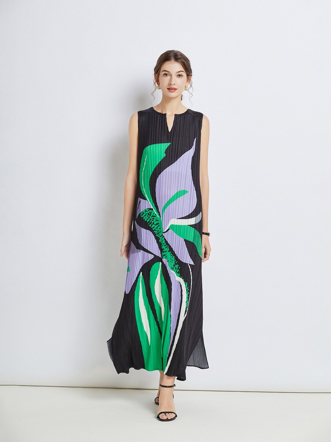 

JC Collection Floral Printed Maxi Dress, Black