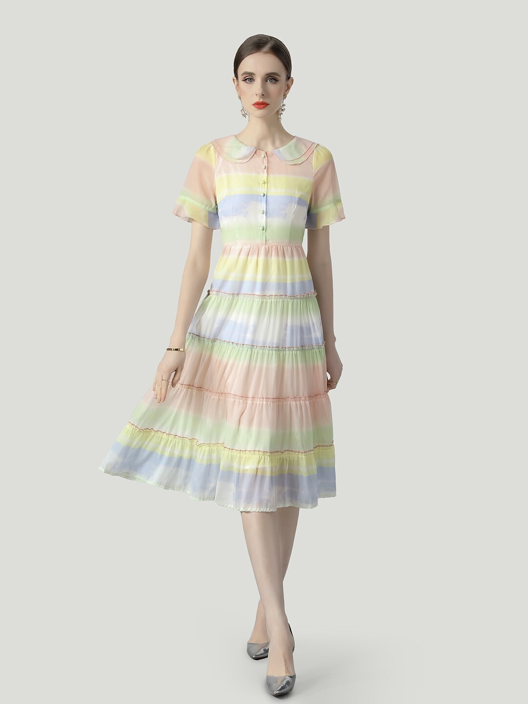 

JC Collection Tie and Dyed Fit & Flare Midi Dress, Yellow
