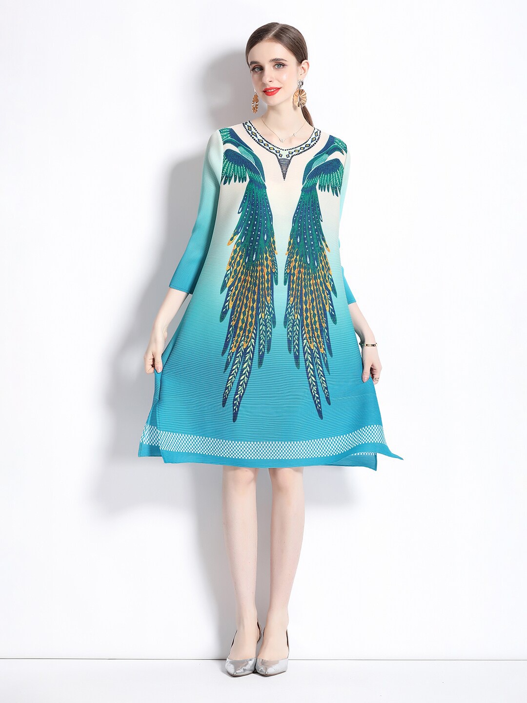 

JC Collection Ethnic Motifs Printed A-Line Dress, Green