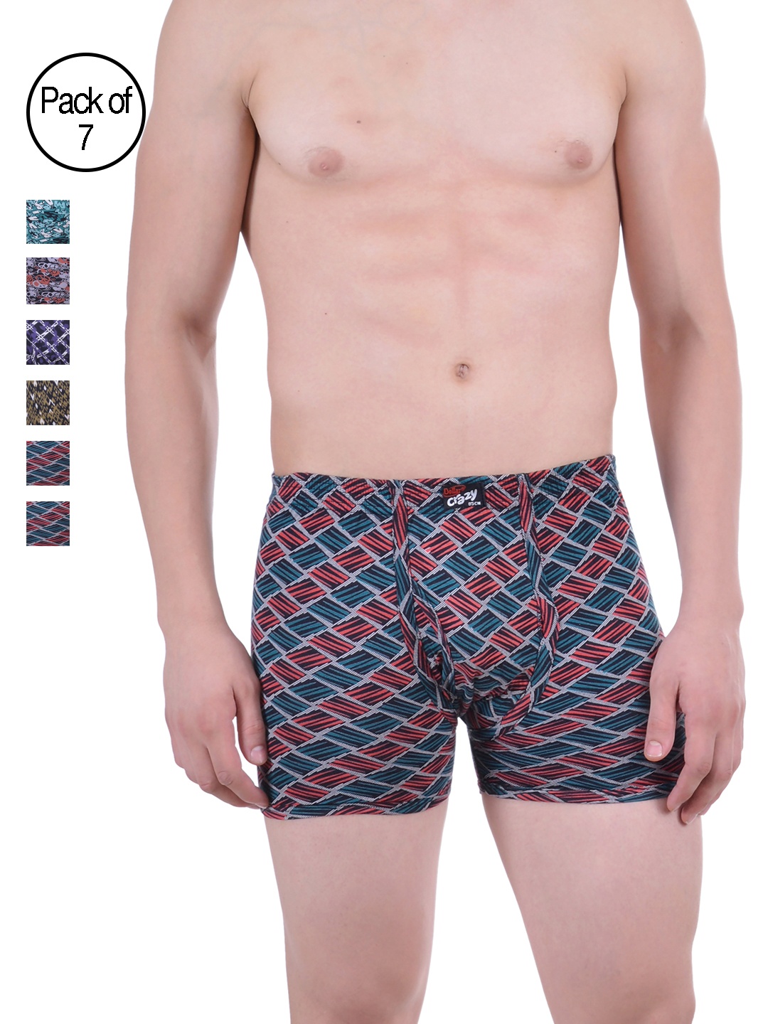 

Dollar Bigboss Men Printed Pack of 7 Soft Combed Cotton Trunk, Assorted