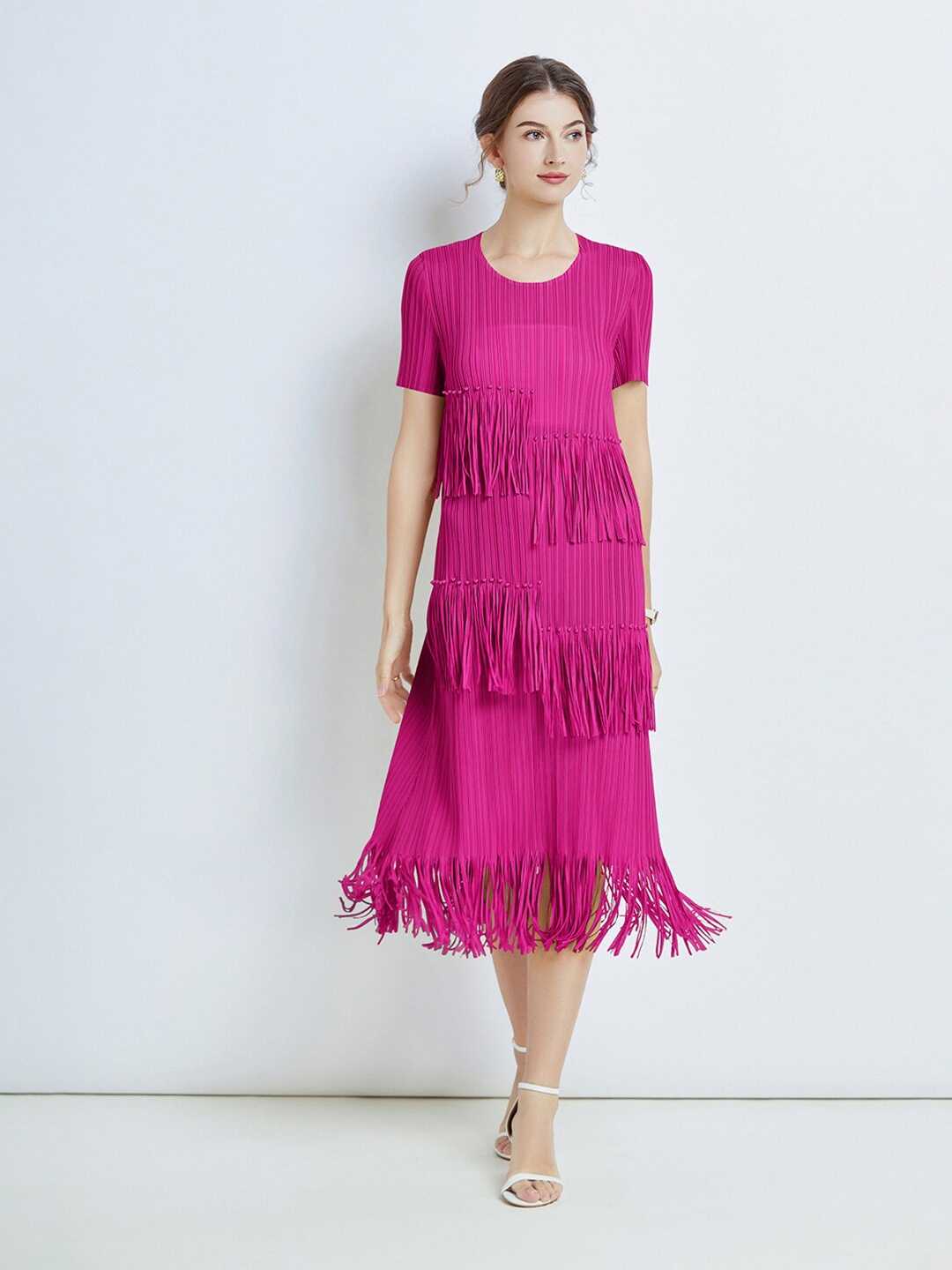 

JC Collection Embellished A-Line Midi Dress, Rose