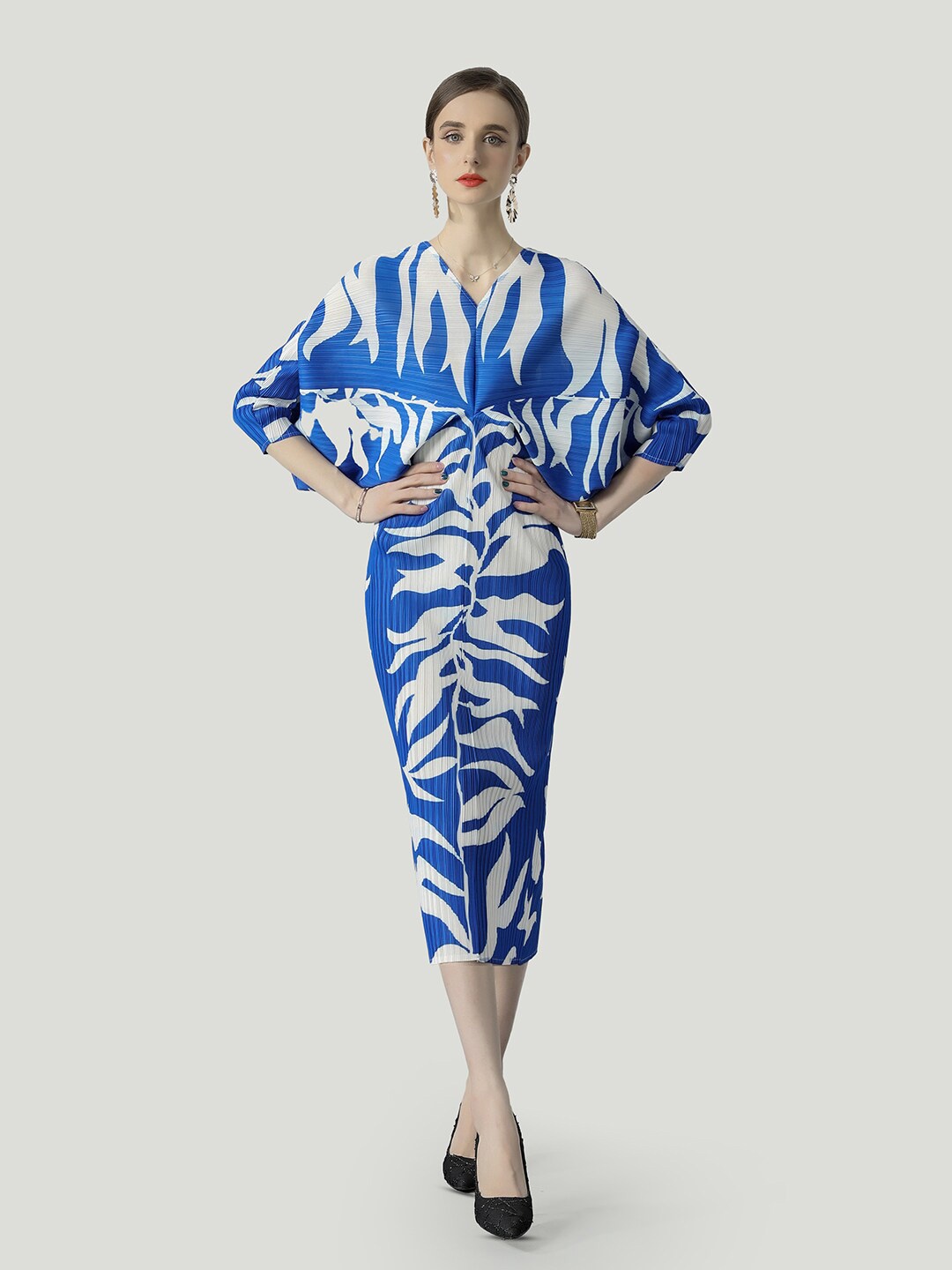 

JC Collection Abstract Printed Kaftan Midi Dress, Blue