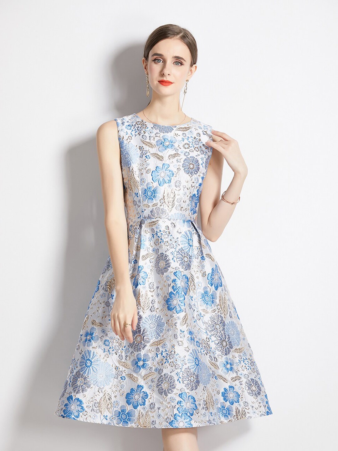 

JC Collection Floral Printed Fit & Flare Dress, White