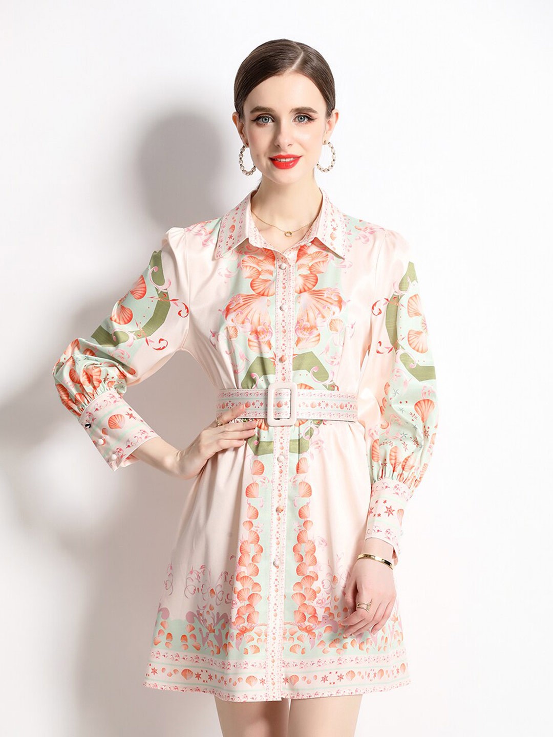 

JC Collection Floral Printed Fit & Flare Dress, Beige