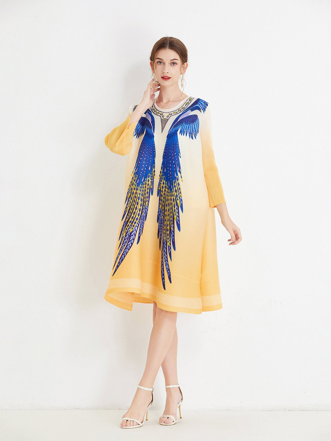 

JC Collection Ethnic Motifs Printed A-Line Dress, Yellow