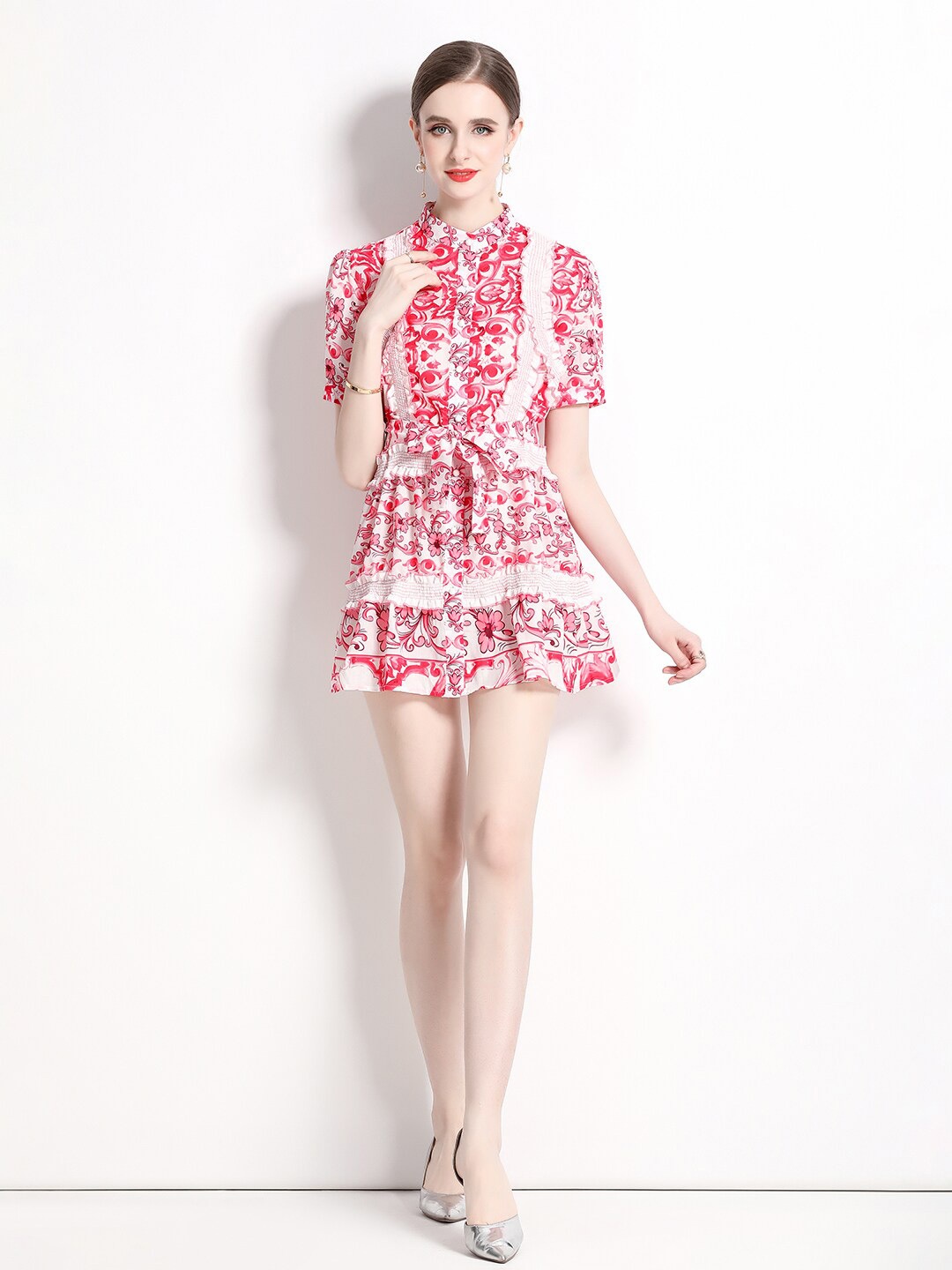 

JC Collection Floral Printed Fit & Flare Mini Dress, Red