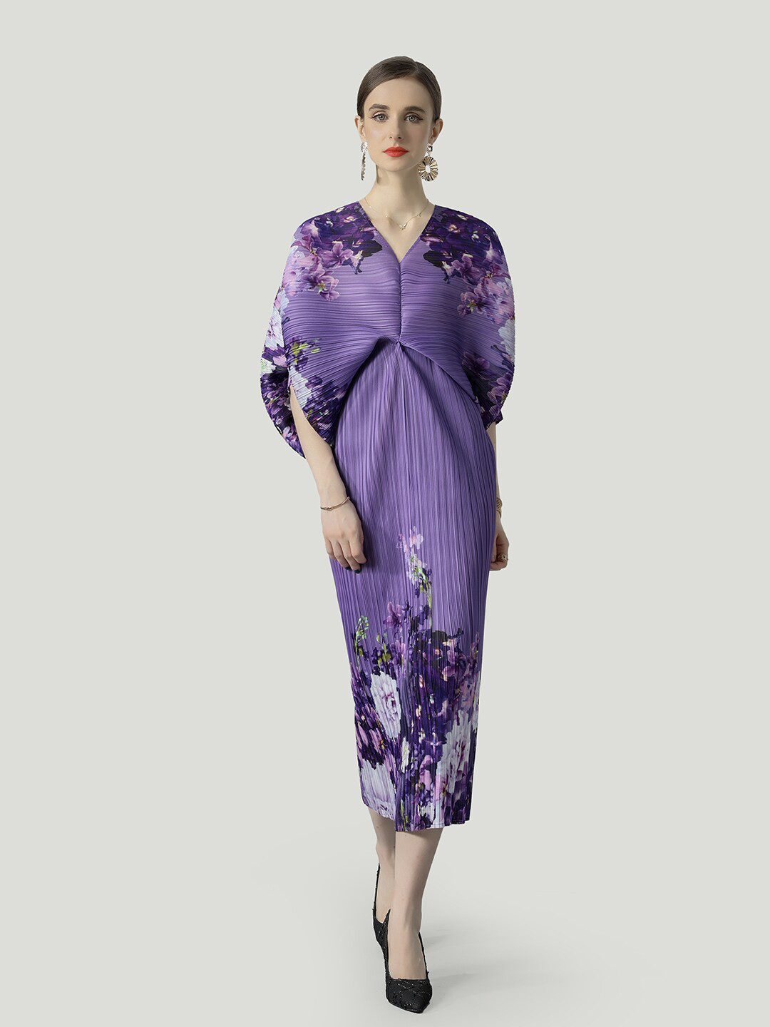 

JC Collection Floral Printed Kaftan Midi Dress, Purple