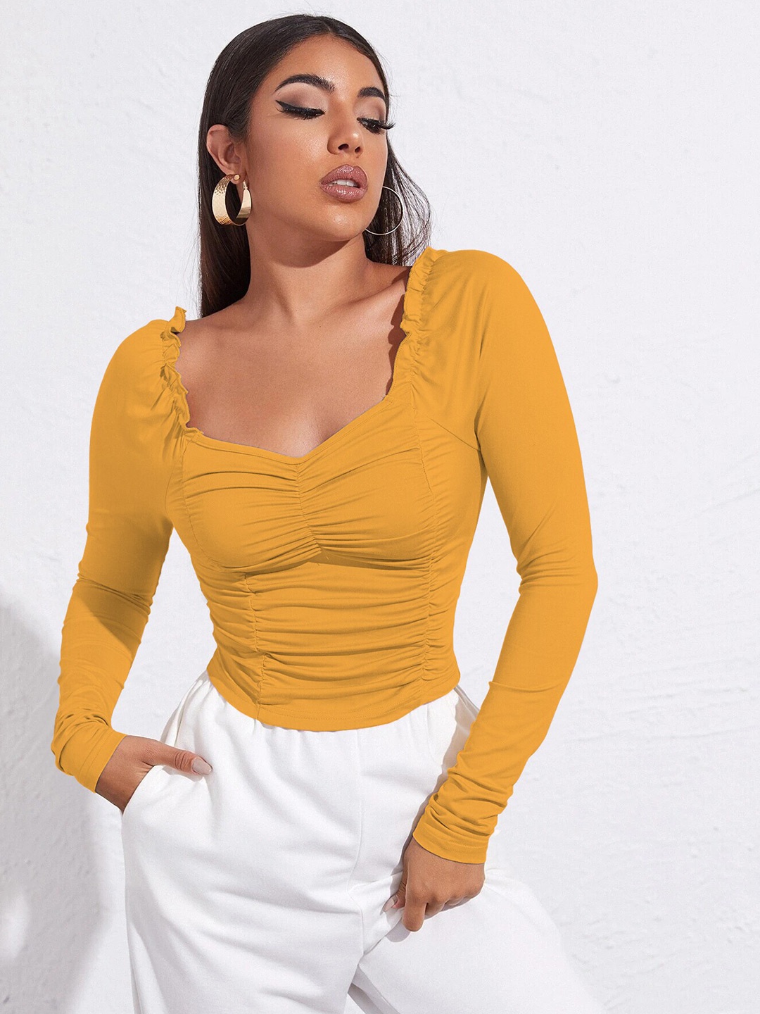 

BAESD Sweetheart Neck Fitted Top, Yellow