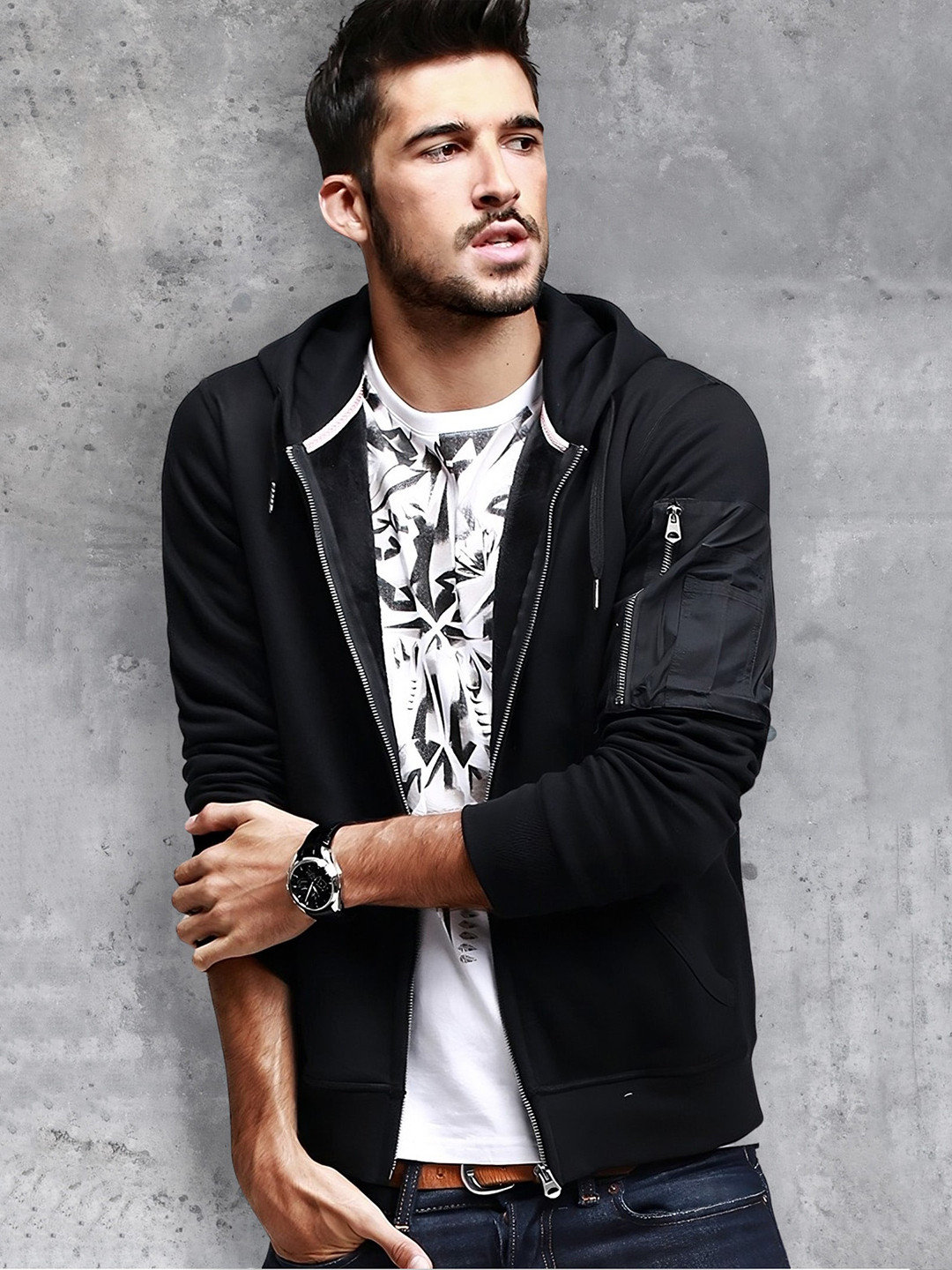 

fanideaz Hooded Bomber Jacket, Black