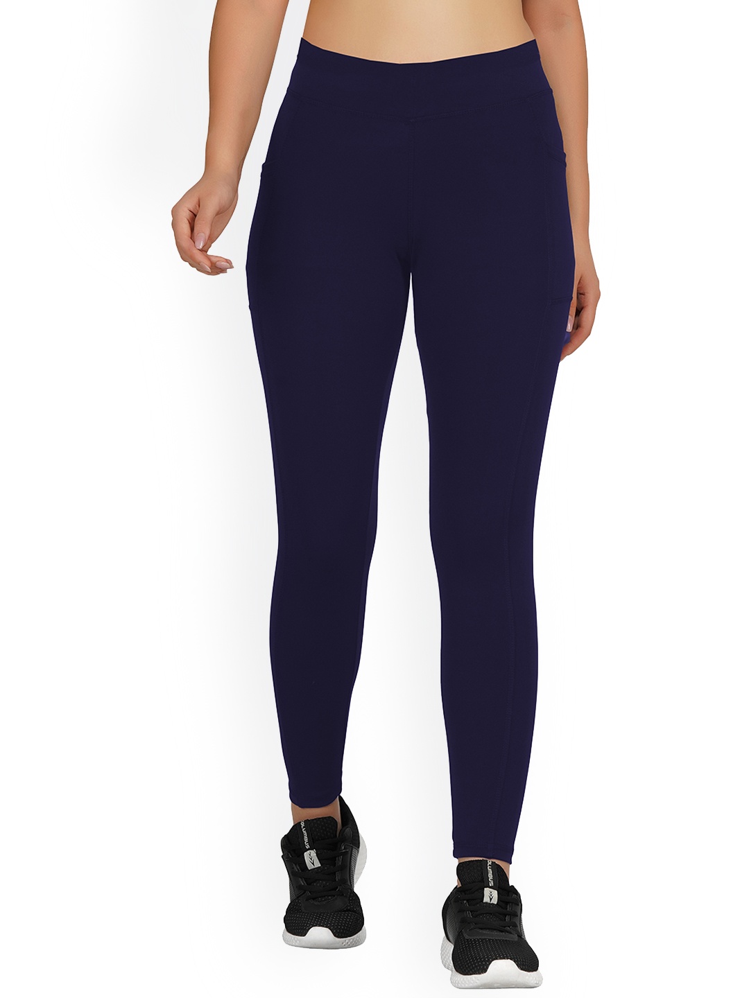 

IMPERATIVE Women Mid-Rise Sports Tights, Navy blue