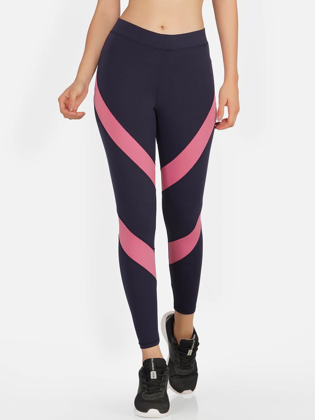 

IMPERATIVE Women Printed Antimicrobial Sports Tights, Navy blue