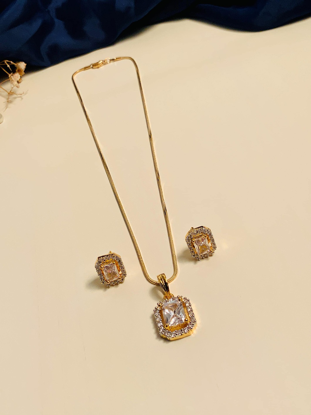 

ABDESIGNS Gold-Plated CZ Studded Jewellery Set