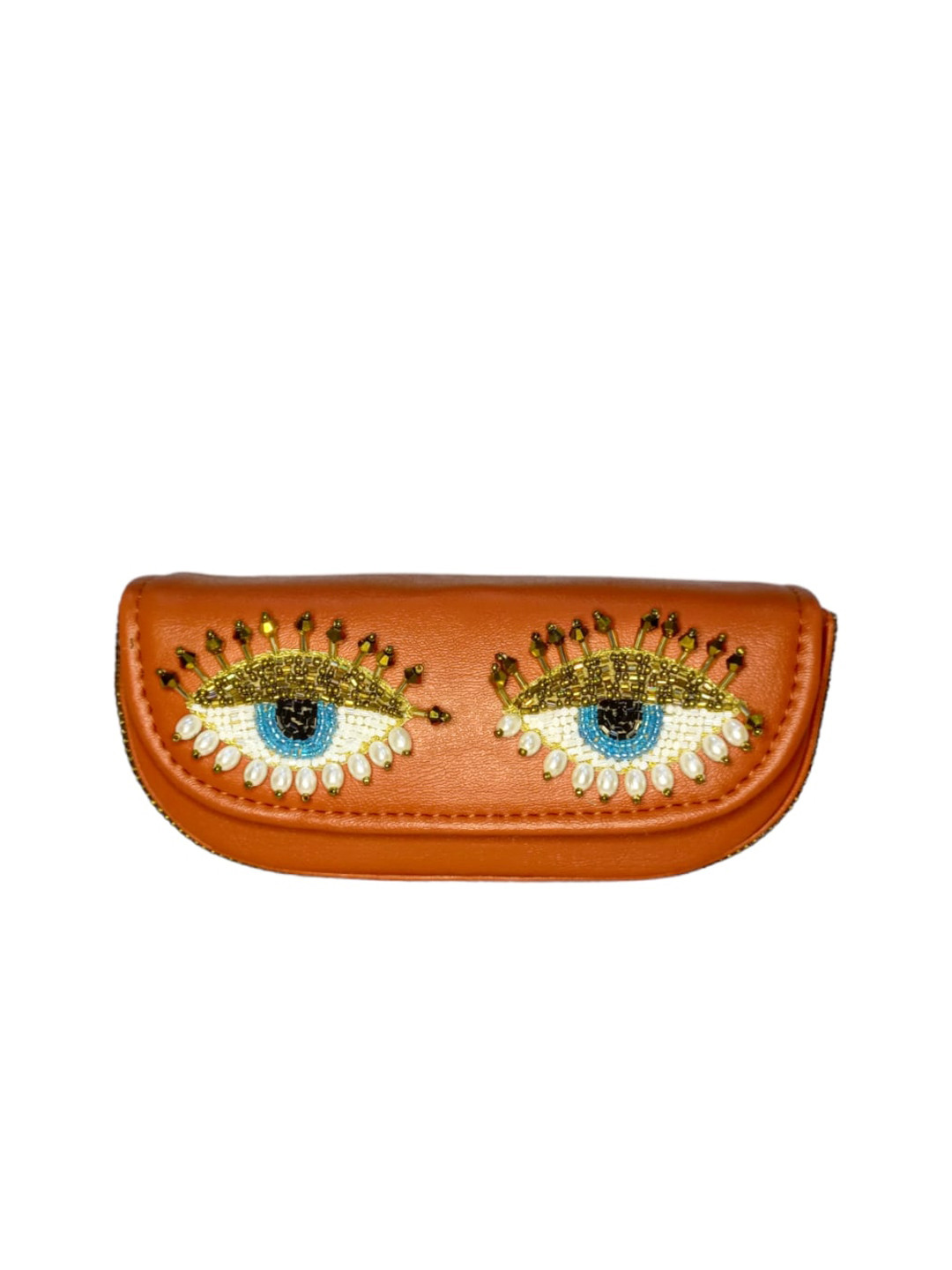 

Vdesi Women Eyes Embroidered Sunglasses Case, Brown