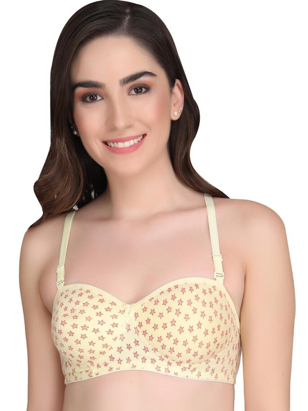 

ACCEZORY Geometric Printed Medium Coverage Lightly Padded T-shirt Bra With All Day Comfort, Yellow