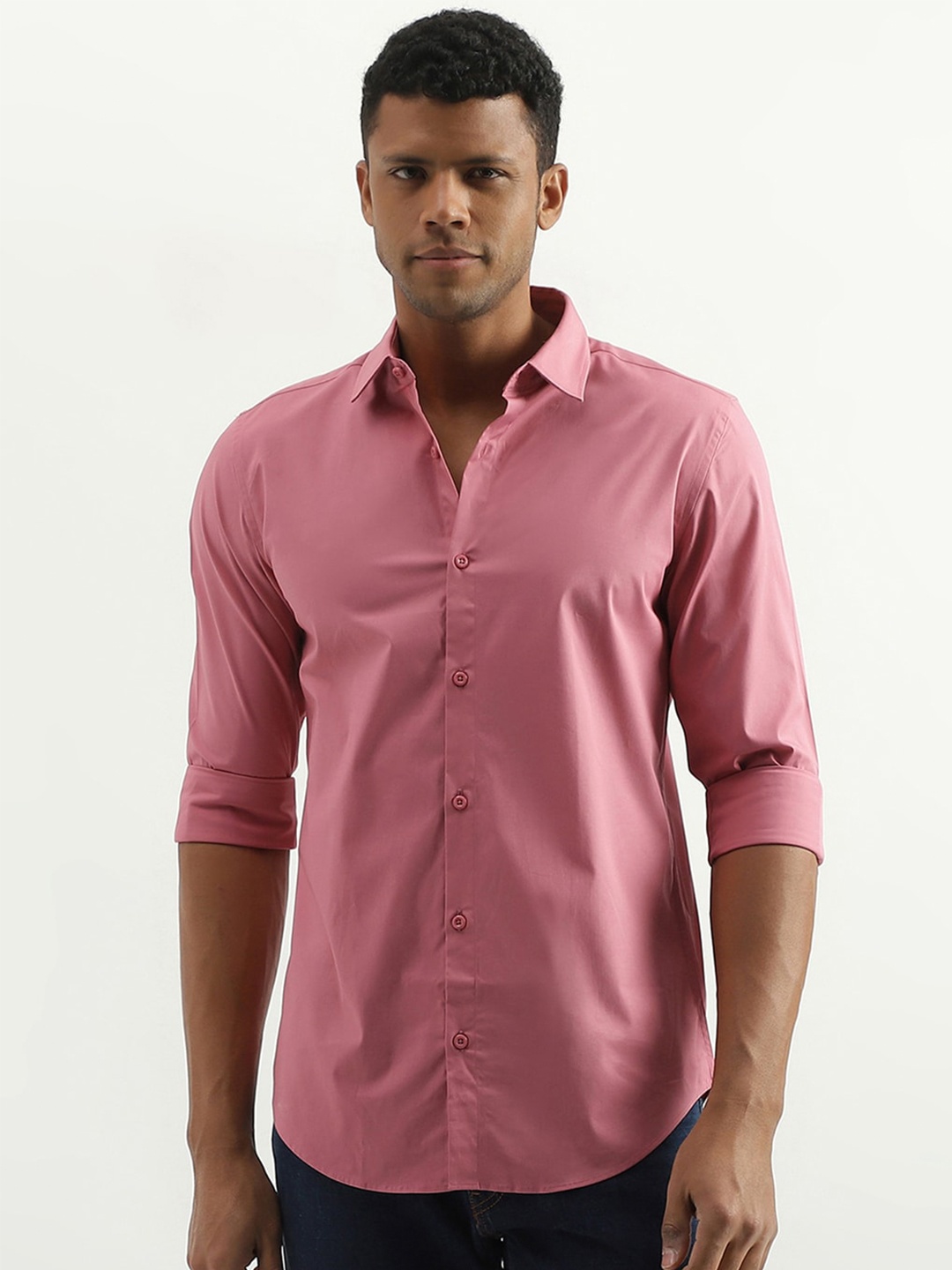 

United Colors of Benetton Slim Fit Spread Collar Casual Shirt, Pink