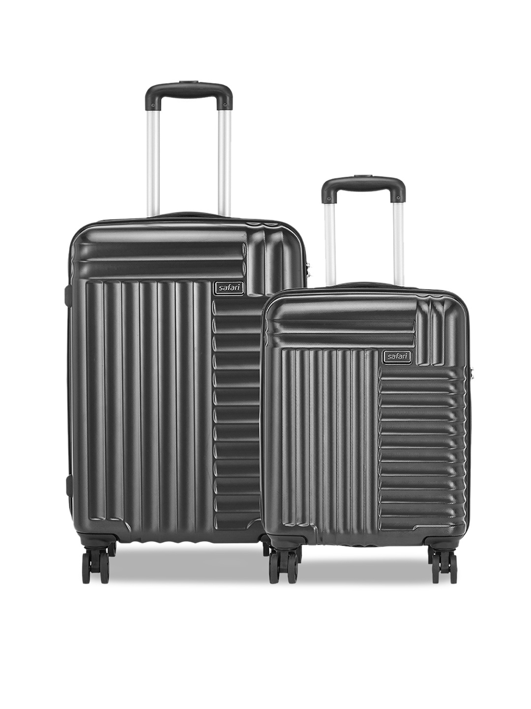 

Safari Set Of 2 Textured Hard Sided Small & Medium Trolley Suitcases, Grey