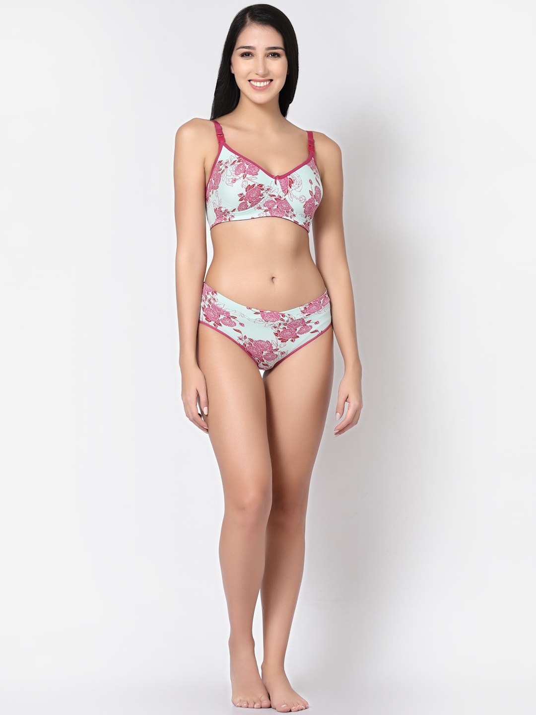 

Inner Sense Printed Antimicrobial Lingerie Set, Pink