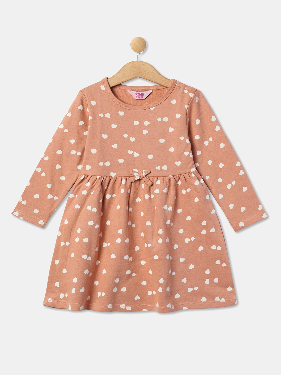 

R&B Girls Printed Cotton Fit & Flare Dress, Brown