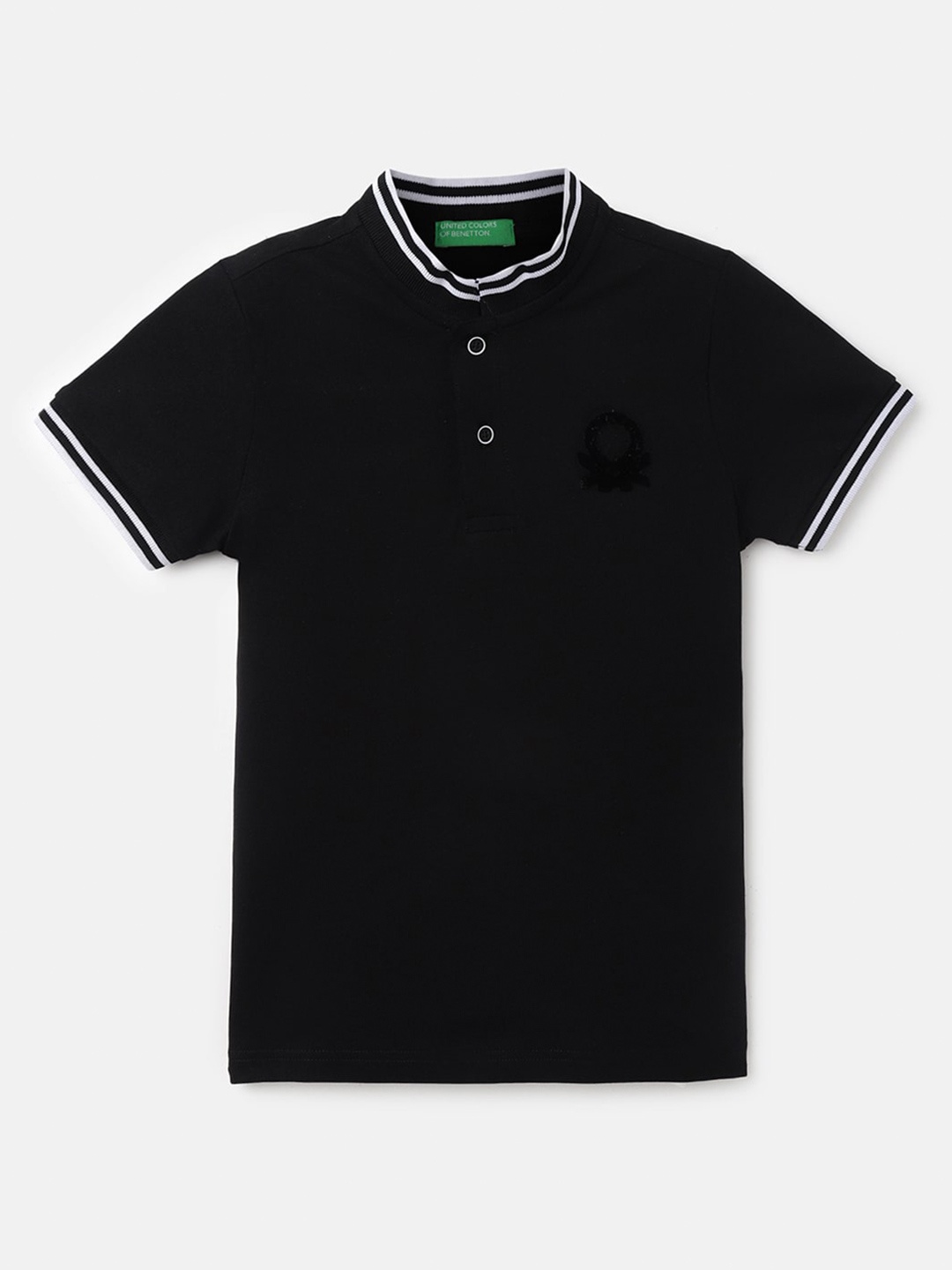 

United Colors of Benetton Boys Mandarin Collar T-shirt, Black