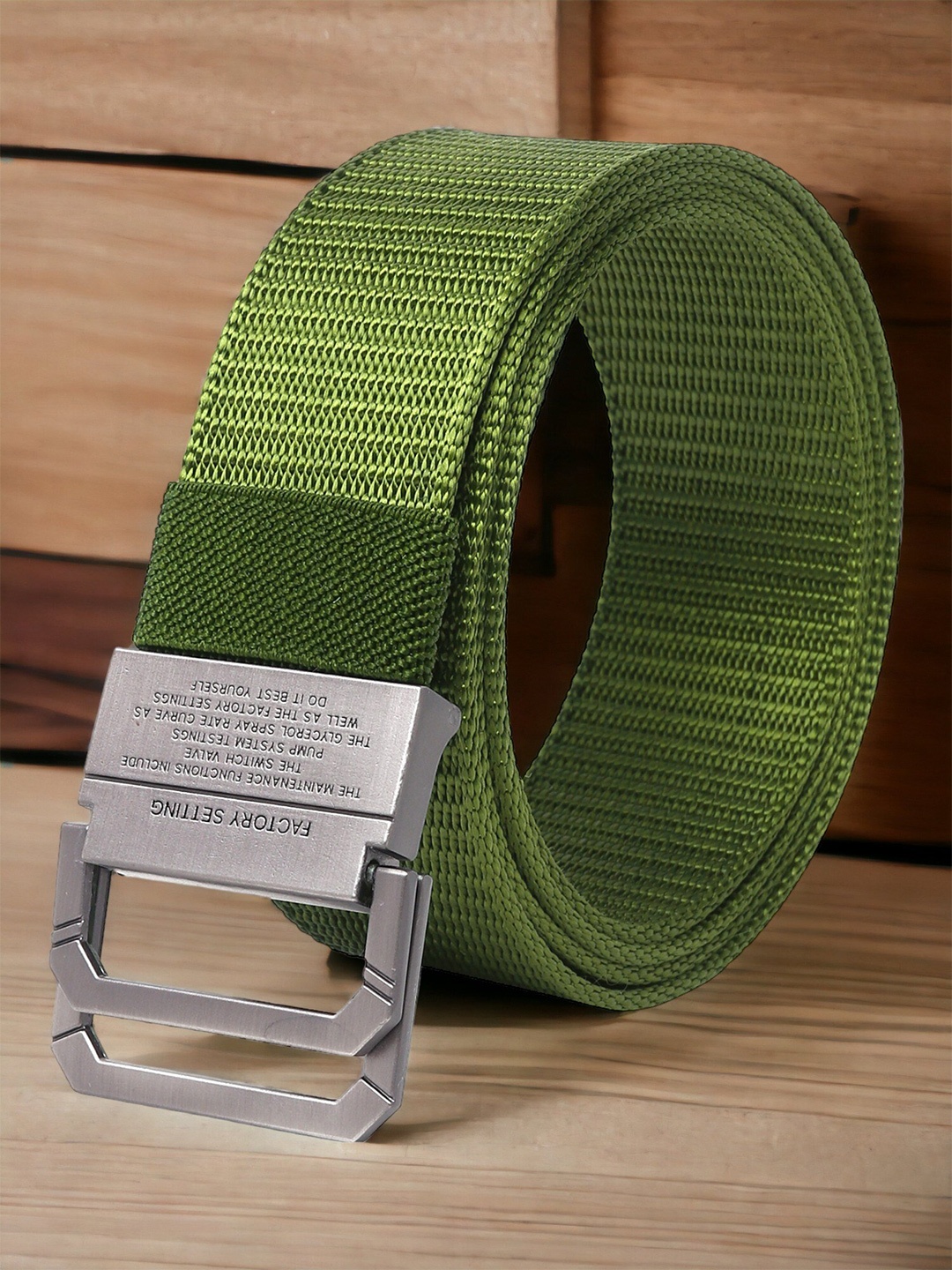 

Mast & Harbour Men Textured Canvas Belt, Green