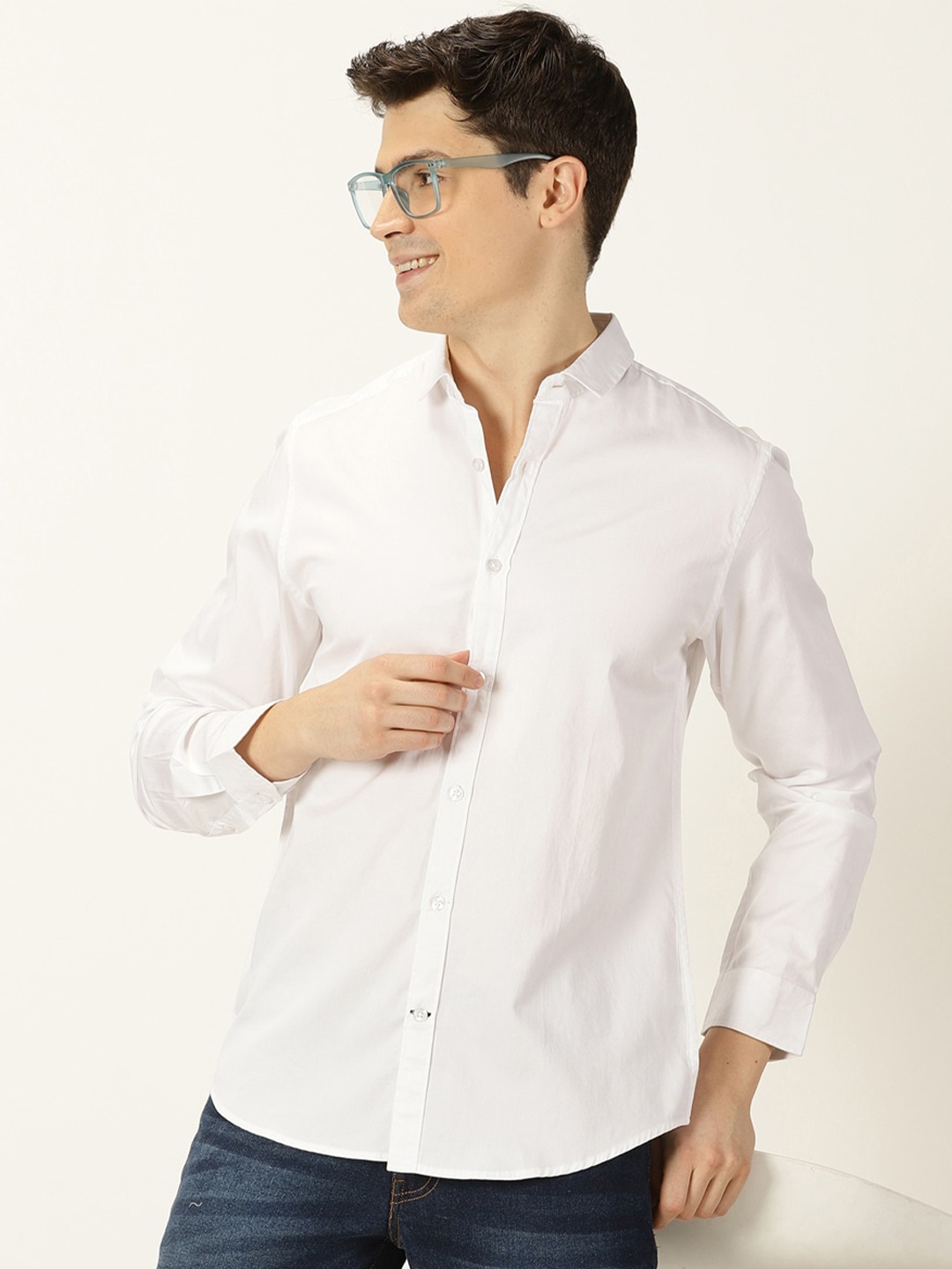 

Mast & Harbour Classic Slim Fit Pure Cotton Casual Shirt, White