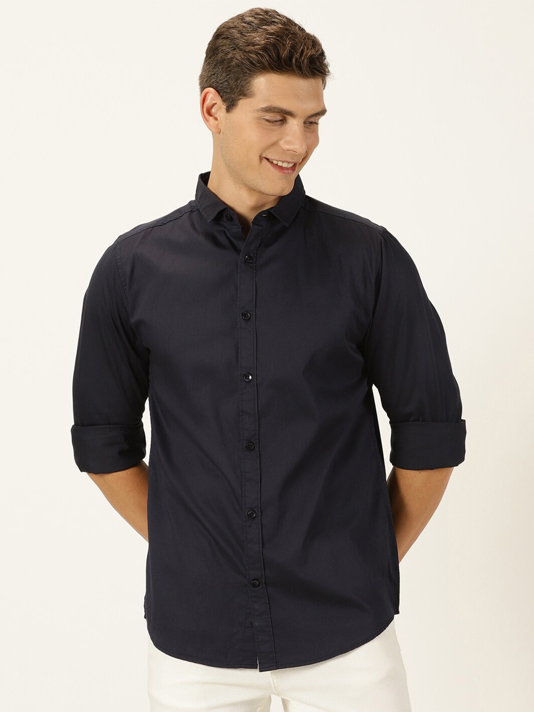 

Mast & Harbour Classic Slim Fit Pure Cotton Casual Shirt, Black