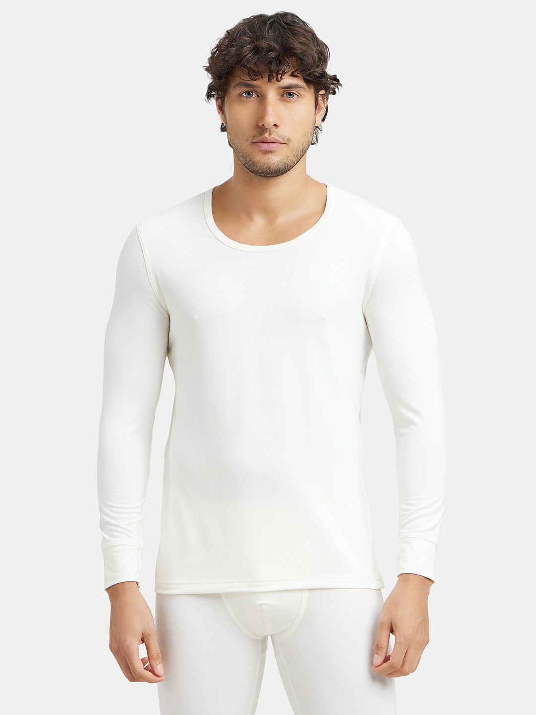 

Jockey Men Round Neck Thermal Tops, White