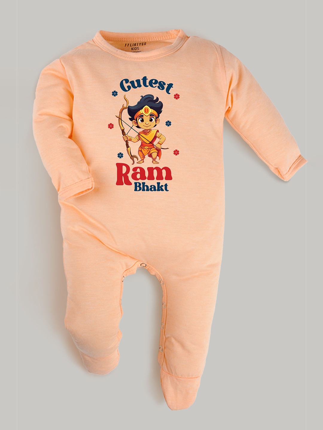

FFLIRTYGO Infants Ram Graphic Printed Cotton Sleepsuit, Peach