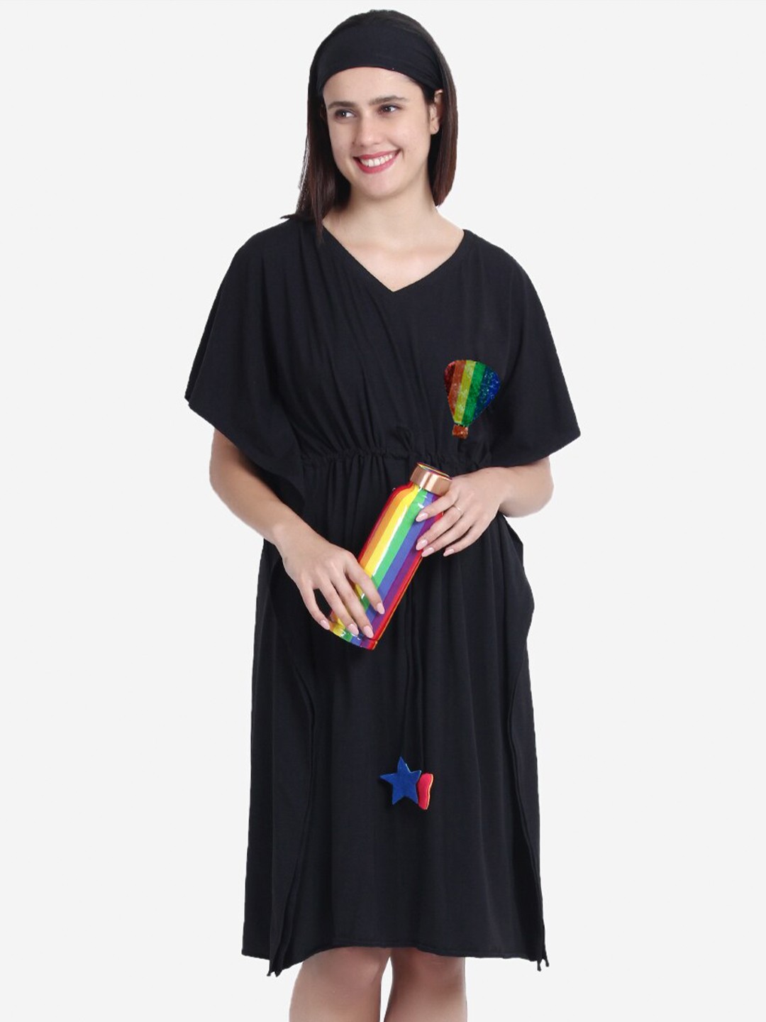 

Anaario Embellished V-Neck Kaftan Nightdress, Black