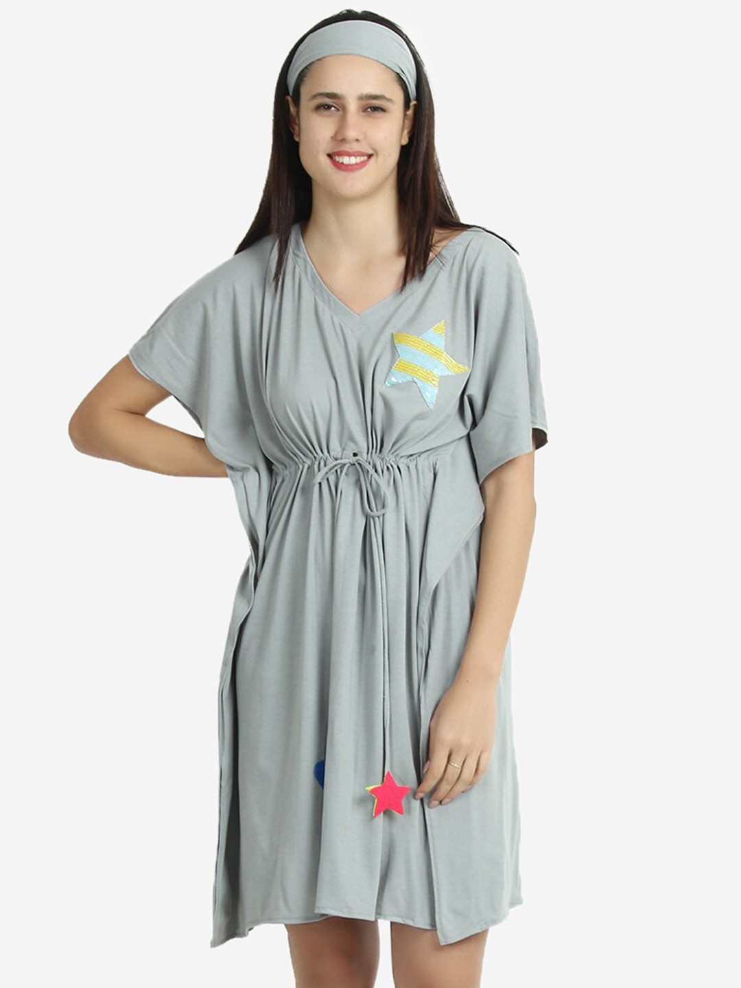 

Anaario Embellished V-Neck Kaftan Nightdress, Grey