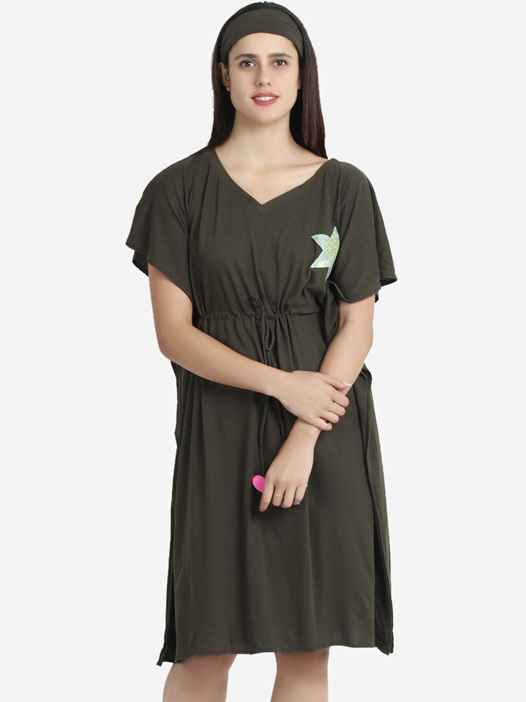 

Anaario Embellished V-Neck Kaftan Nightdress, Olive