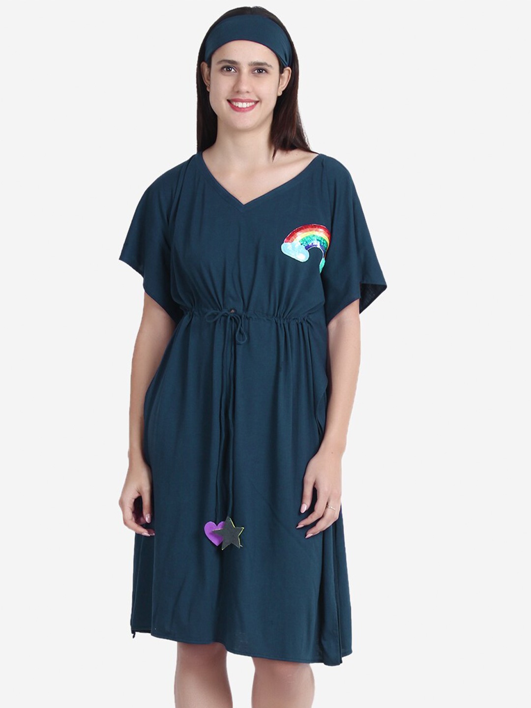 

Anaario Embellished V-Neck Kaftan Nightdress, Blue