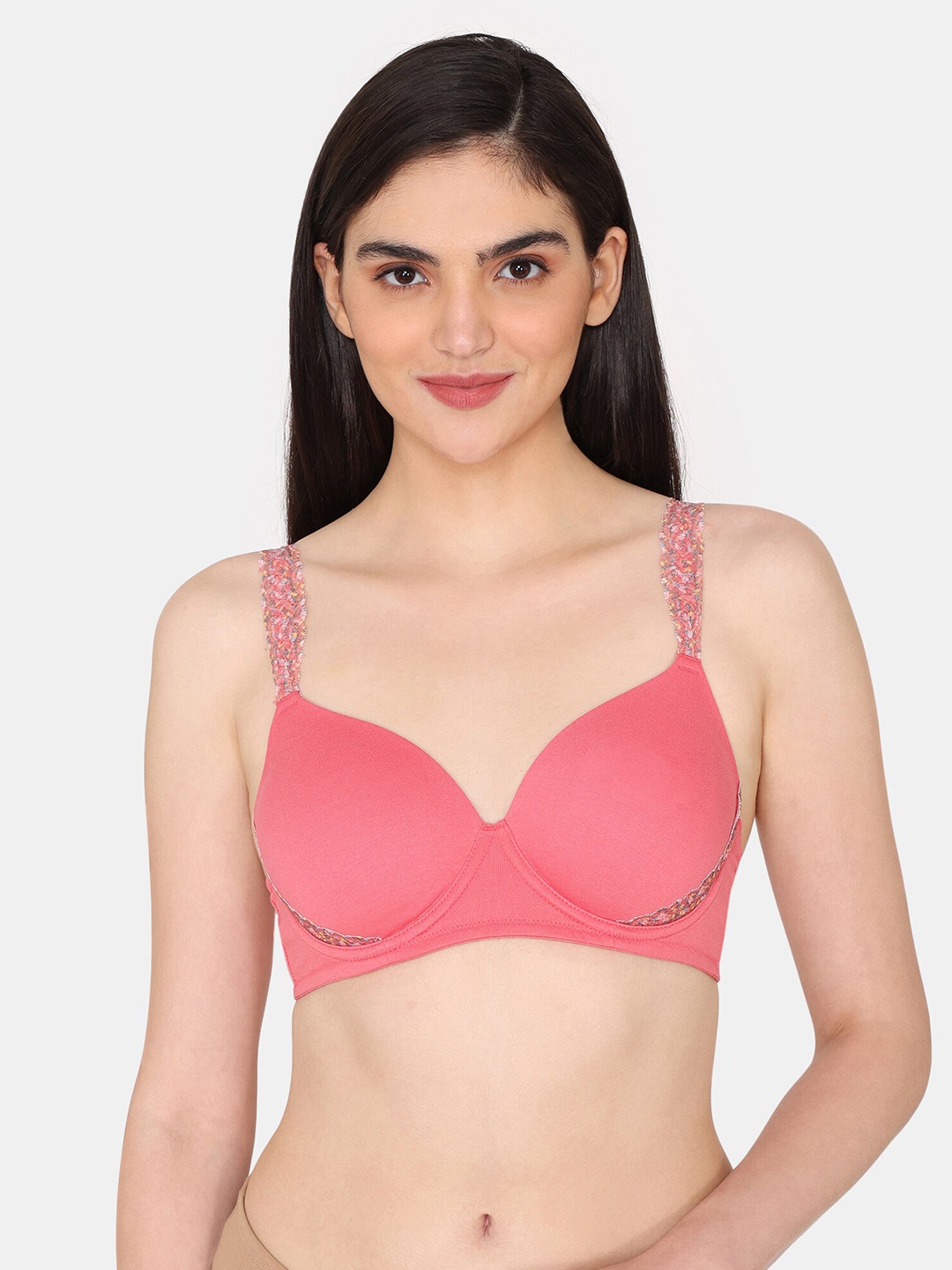

Zivame Half Coverage Underwired Lightly Padded T-shirt Bra, Pink