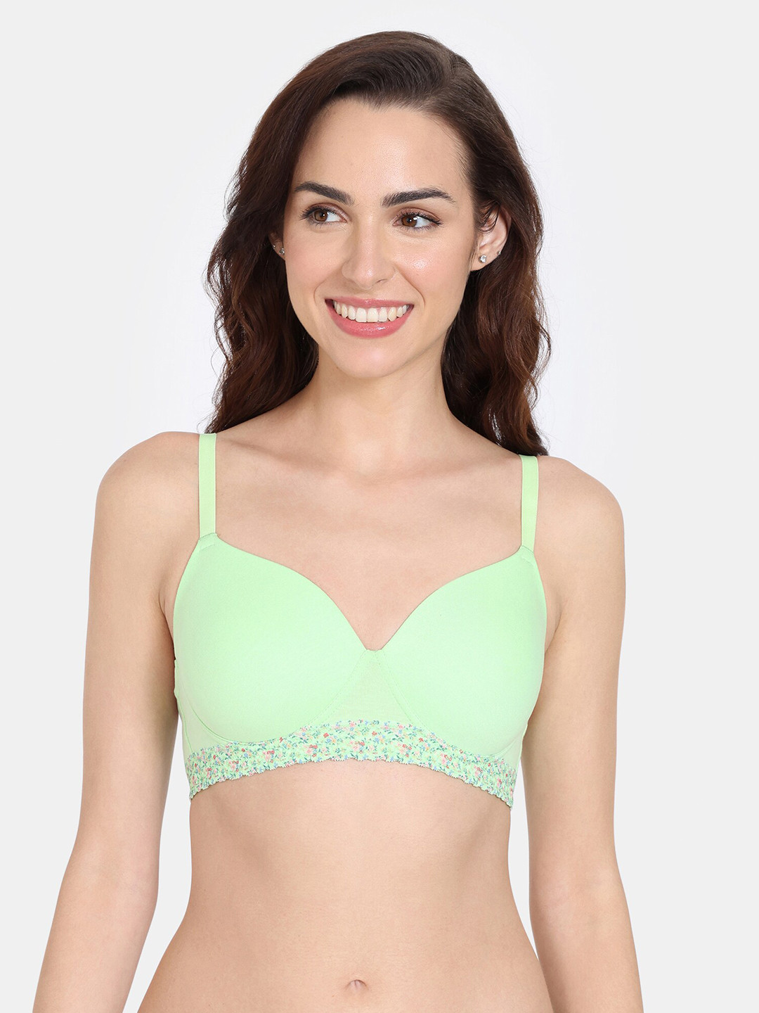 

Zivame Half Coverage Lightly Padded All Day Comfort T-shirt Bra, Green