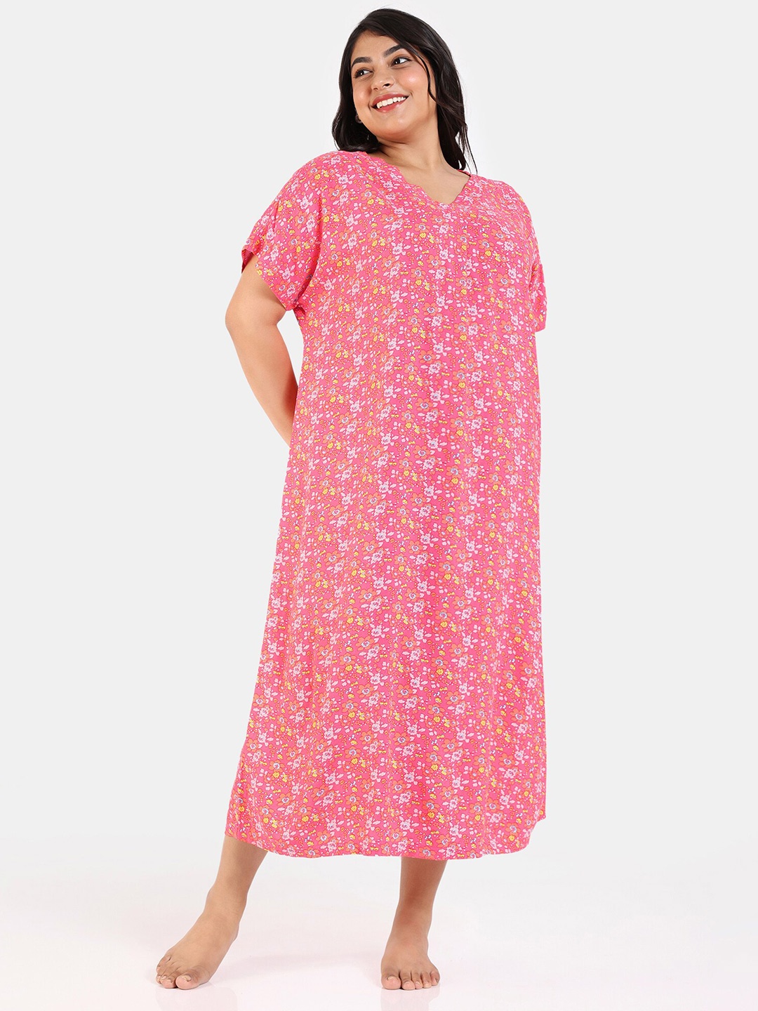 

Zivame Printed Maxi Nightdress, Red