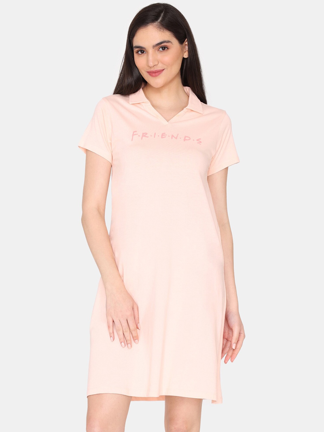 

Zivame Printed Pure Cotton Nightdress, Pink