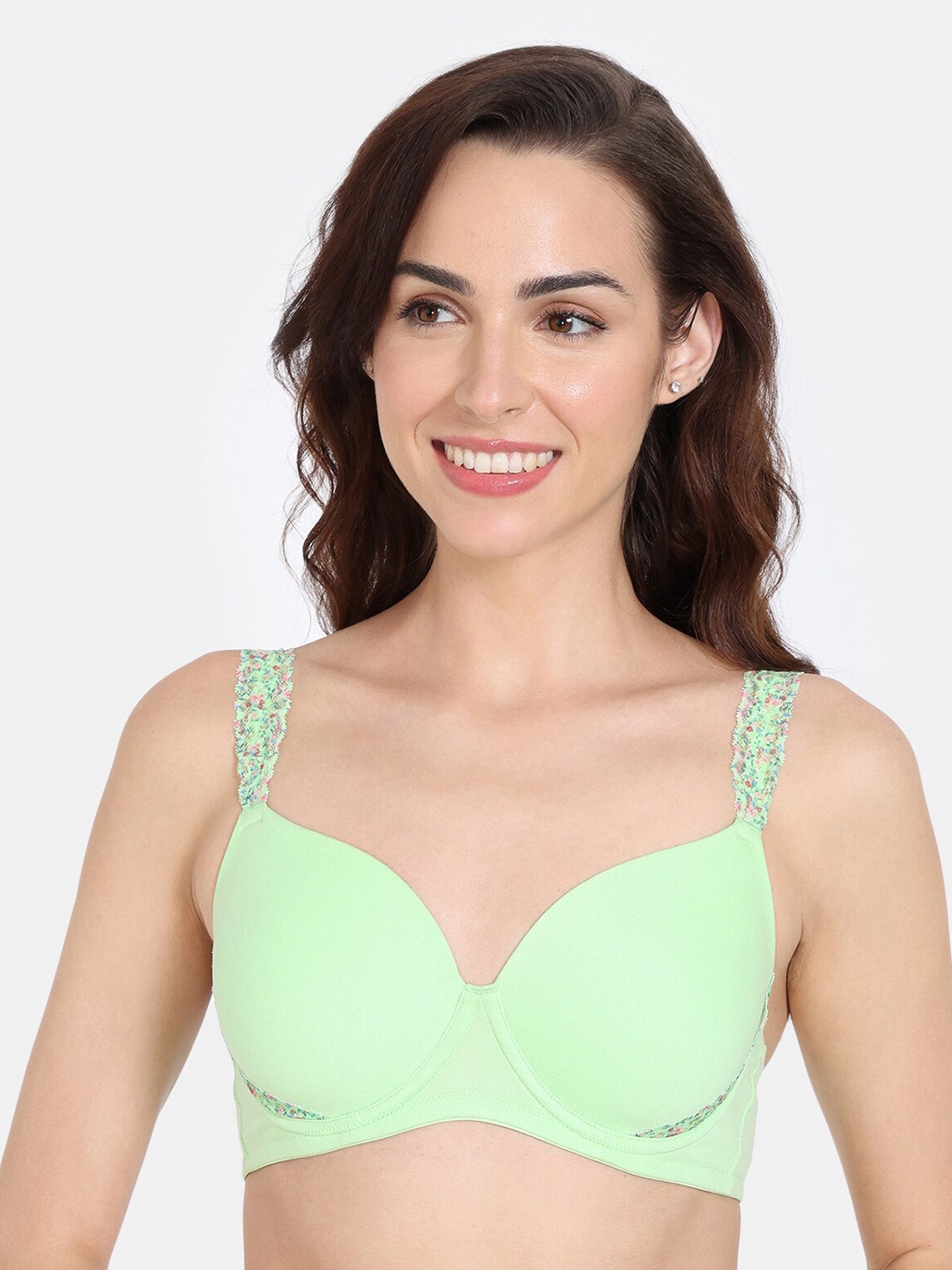 

Zivame Half Coverage Underwired Lightly Padded T-shirt Bra, Green