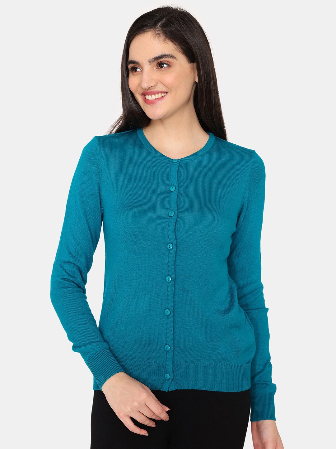 

Zivame V-Neck Long Sleeves Pullover Pure Acrylic Cardigan Sweaters, Green