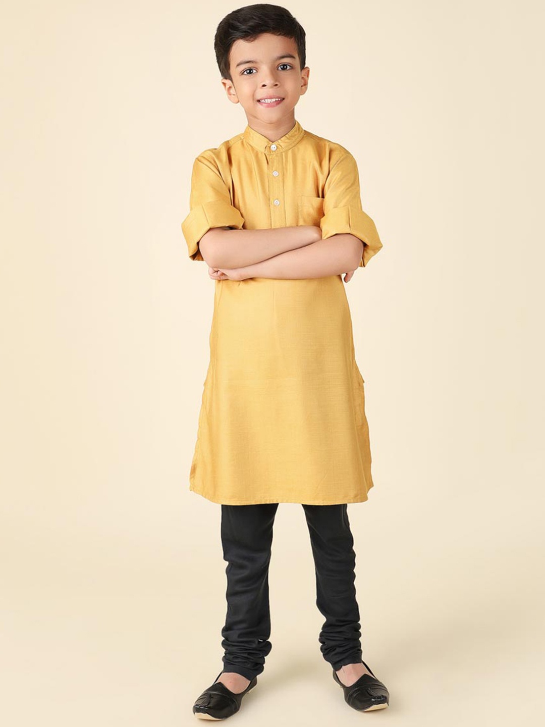 

Fabindia Boys Band Collar Straight Kurta, Mustard
