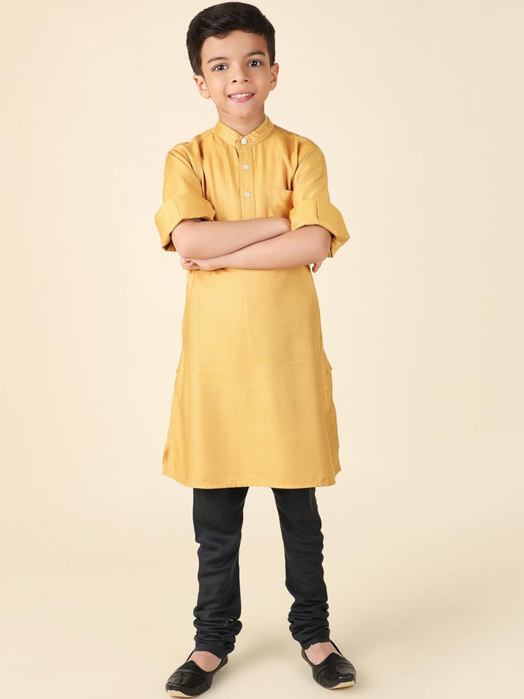 

Fabindia Boys Band Collar Straight Kurta, Mustard