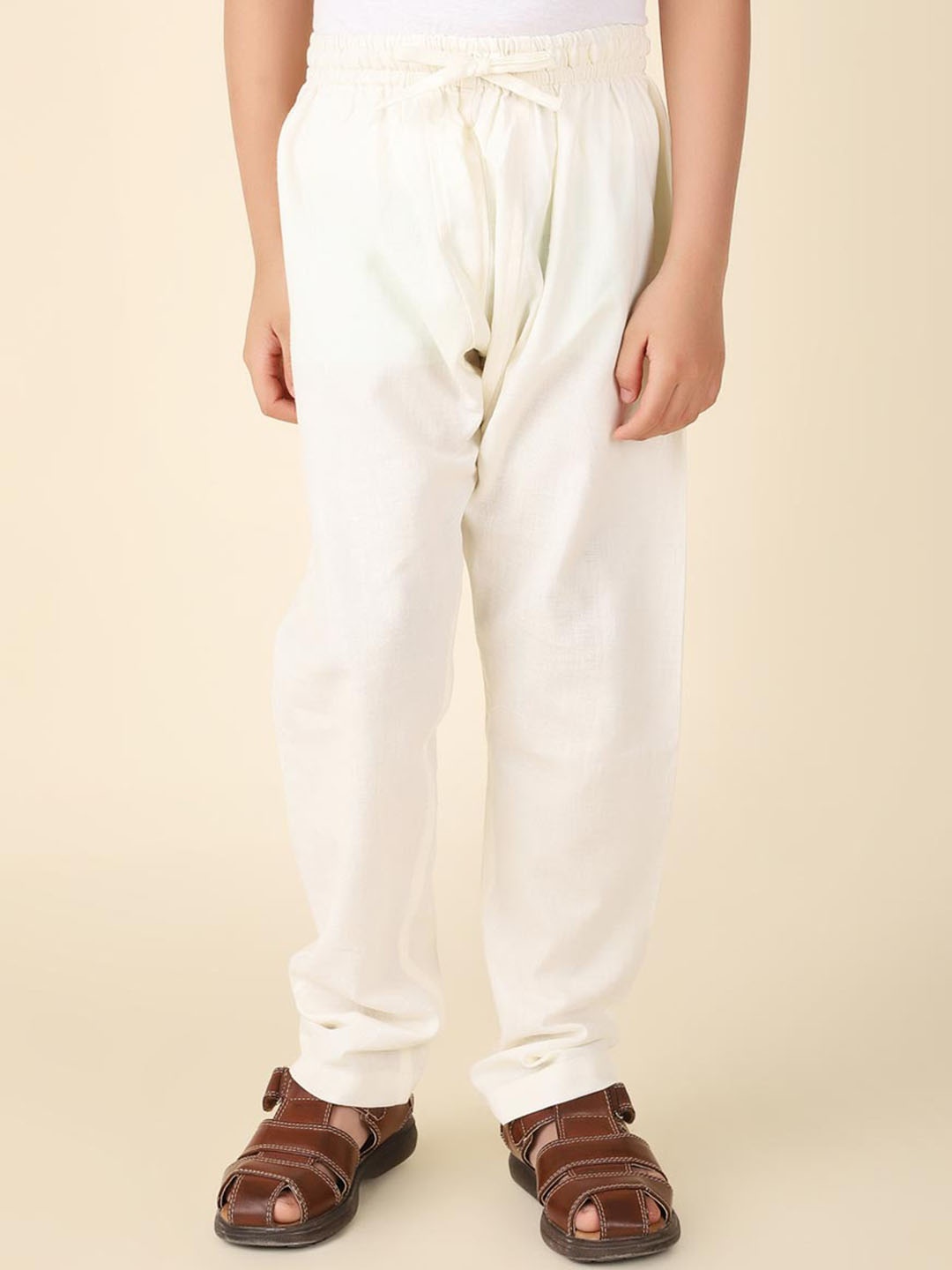 

Fabindia Boys Mid-Rise Cotton Pyjamas, Off white