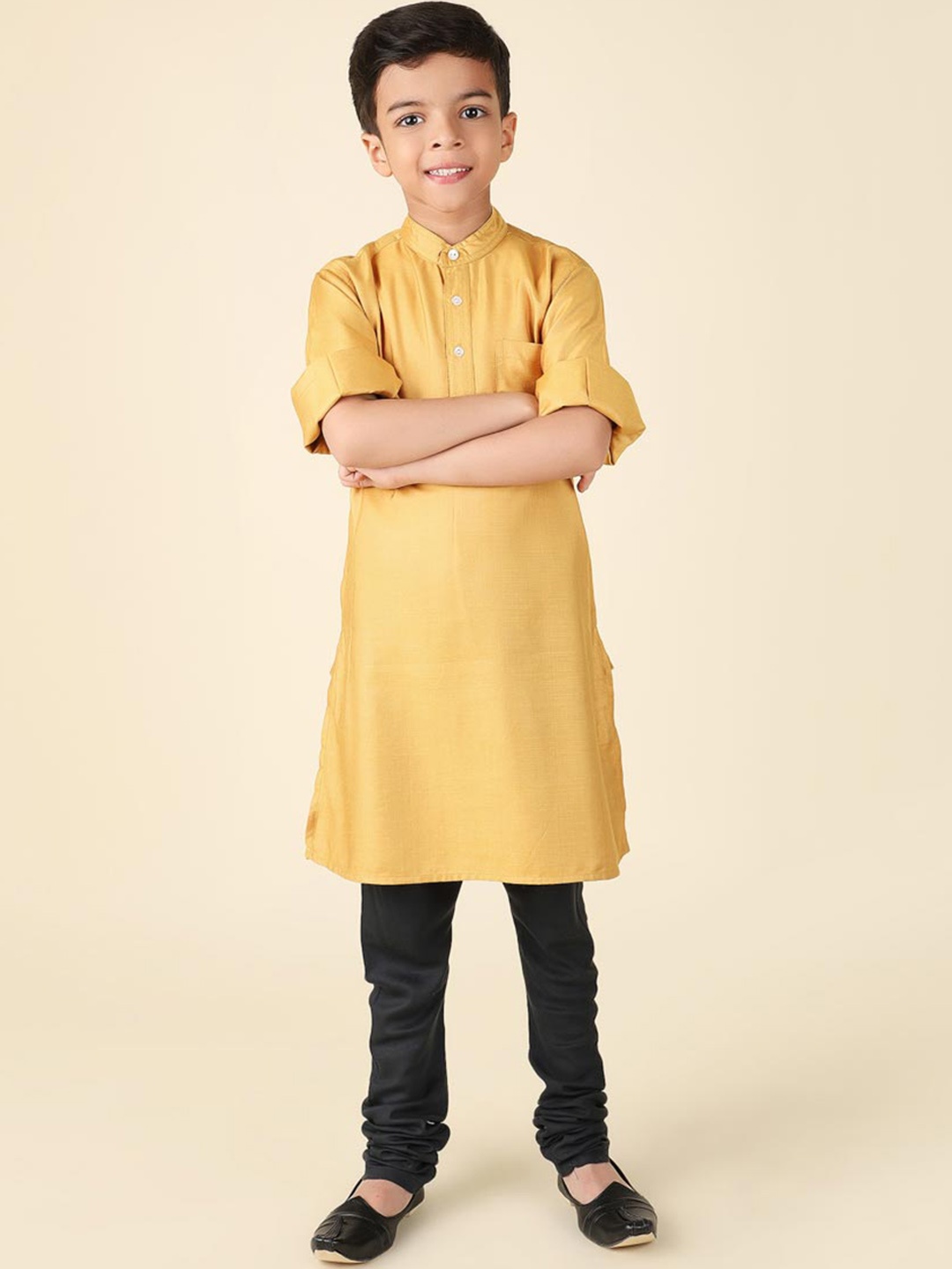 

Fabindia Boys Band Collar Straight Kurta, Mustard