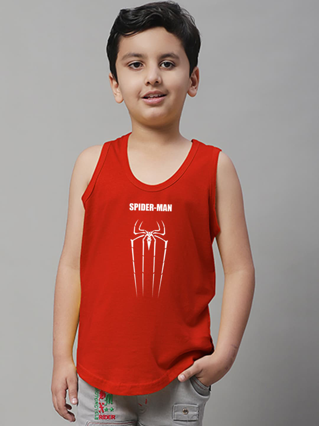 

Friskers Boys Printed Skin Friendly Pure Cotton Gym Innerwear Vest, Red